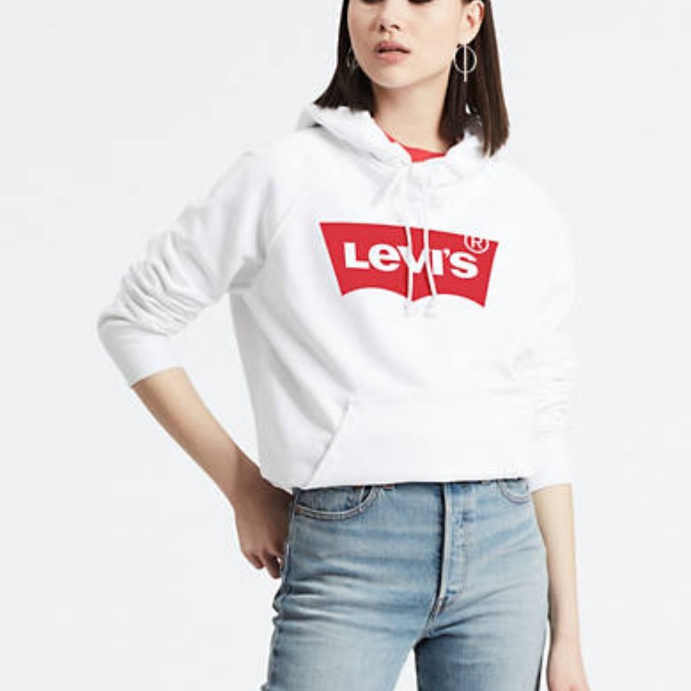 NWT $60 LEVI'S Women XS SPORT GRAPHIC LOGO Pullover HOODIE Sweatshirt Jacket